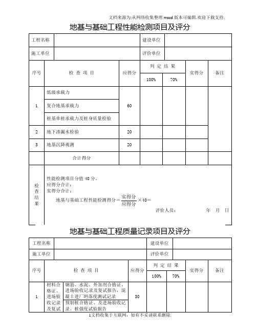 地基与基础工程性能检测项目及评分