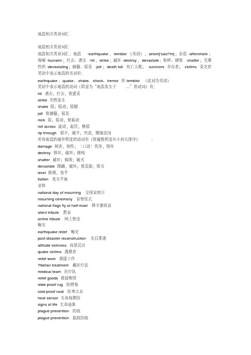 【英语词汇知识资料】地震相关英语词汇