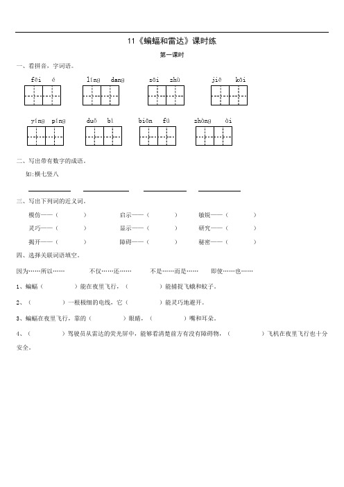 人教版四年级语文下册11蝙蝠和雷达