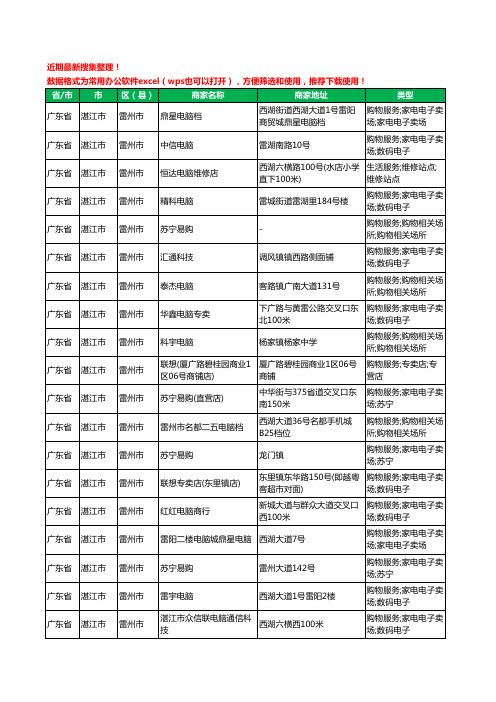 2020新版广东省湛江市雷州市电脑工商企业公司商家名录名单黄页联系方式大全78家