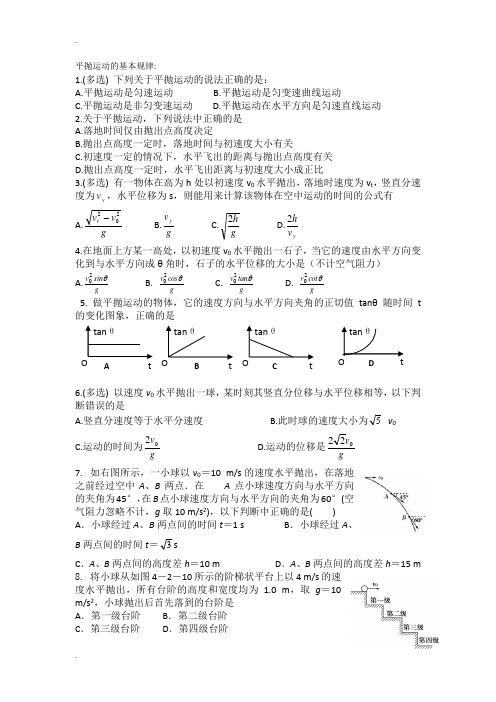 平抛运动最全习题集含答案