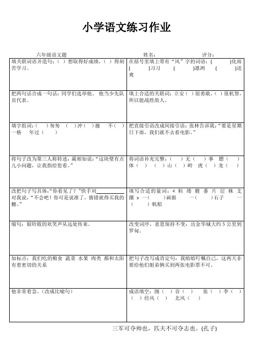 小学六年级语文拓展训练III (90)