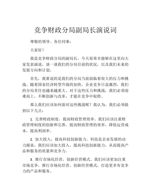 竞争财政分局副局长演说词