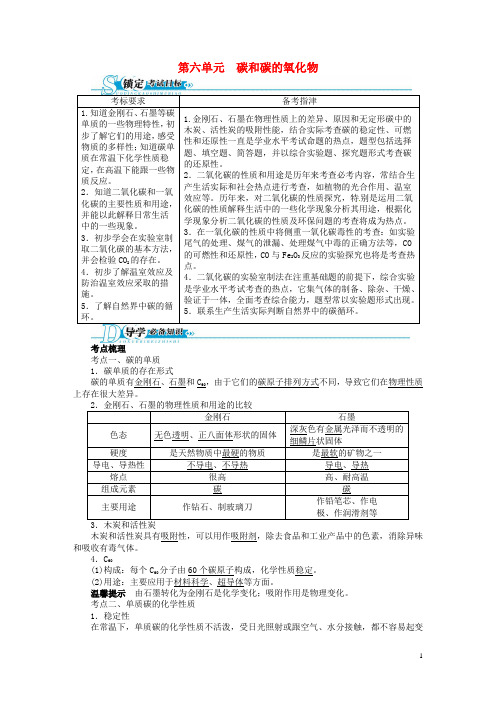 2013中考化学总复习 基础讲练 第六单元 碳和碳的氧化物 新人教版