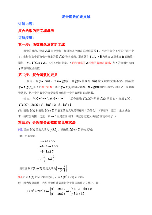 高一必修一数学 复合函数定义域