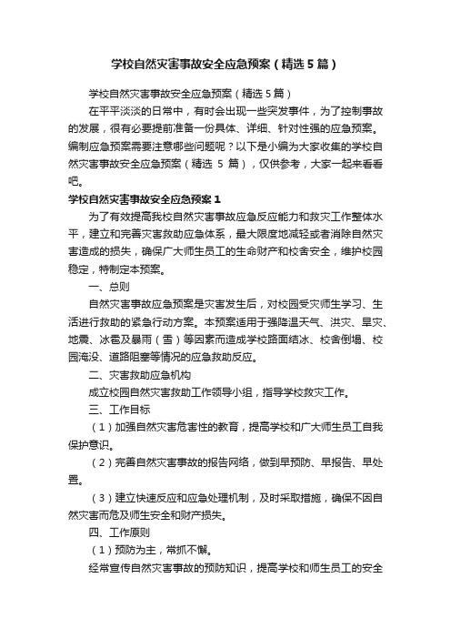 学校自然灾害事故安全应急预案（精选5篇）