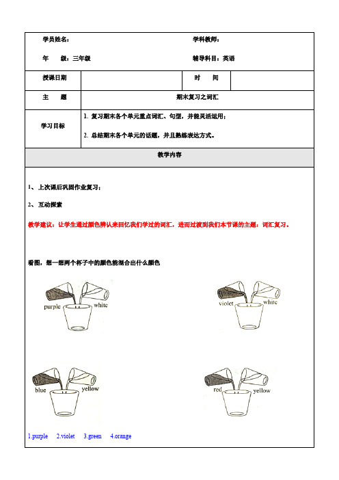 三年级上册英语同步拓展 - 词汇期末复习   牛津上海版(一起)