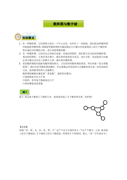 三年级下册数学试题-思维训练：数阵图与数字谜(含部分答案)全国通用