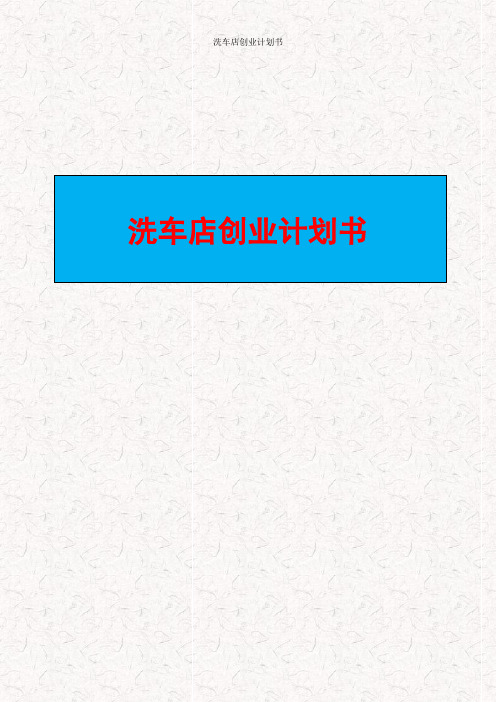 洗车店创业计划书