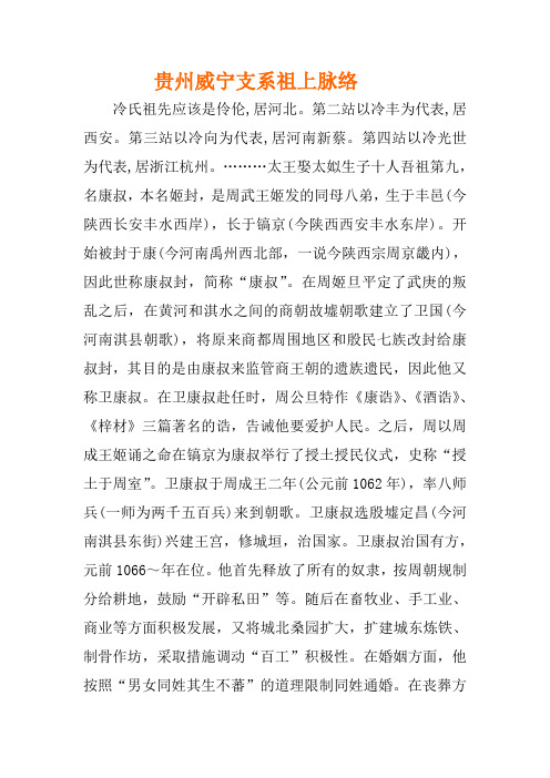 贵州威宁县支系脉络