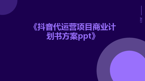 抖音代运营项目商业计划书方案ppt