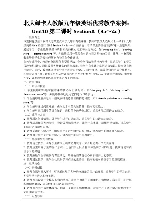 北大绿卡人教版九年级英语优秀教学案例：Unit10第二课时SectionA(3a～4c)