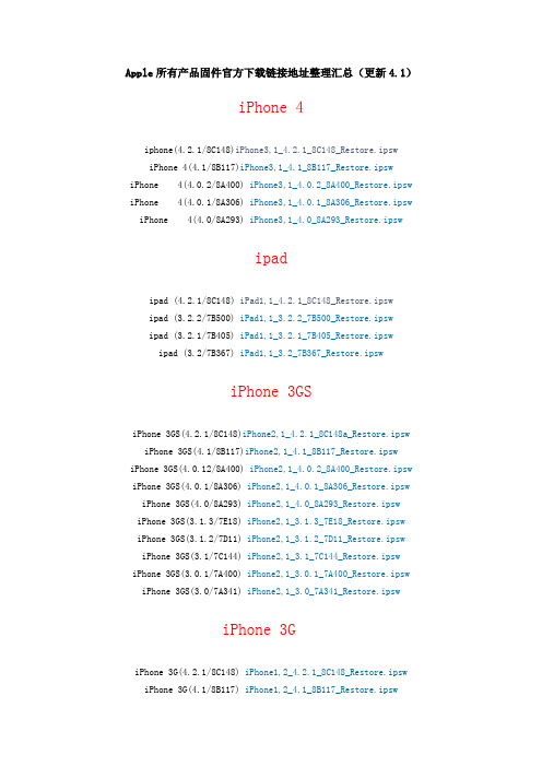 Apple所有产品固件官方下载链接地址整理汇总(更新4.1)
