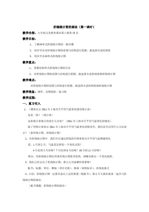 四年级下册数学教案 3.2 折线统计图的画法   沪教版