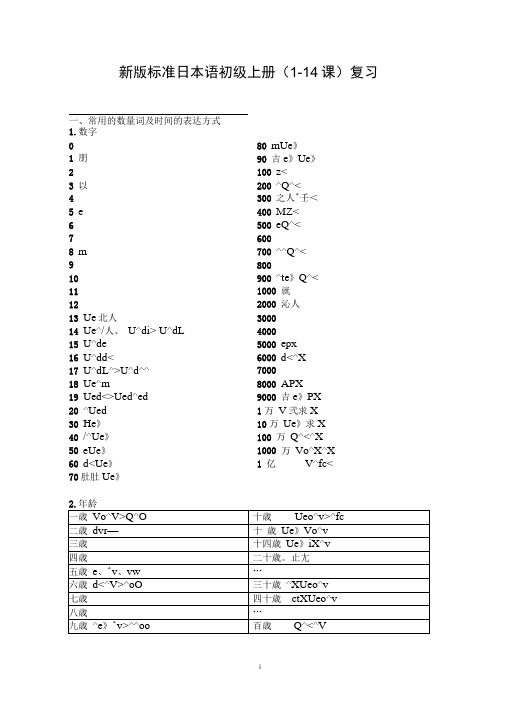 完整版新版标准日本语初级上册1 14课练习题