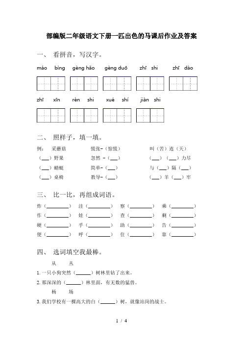 部编版二年级语文下册一匹出色的马课后作业及答案