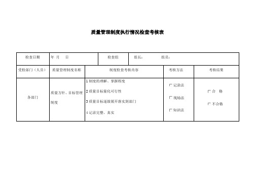 医疗器械质量管理制度执行情况的考核表模板