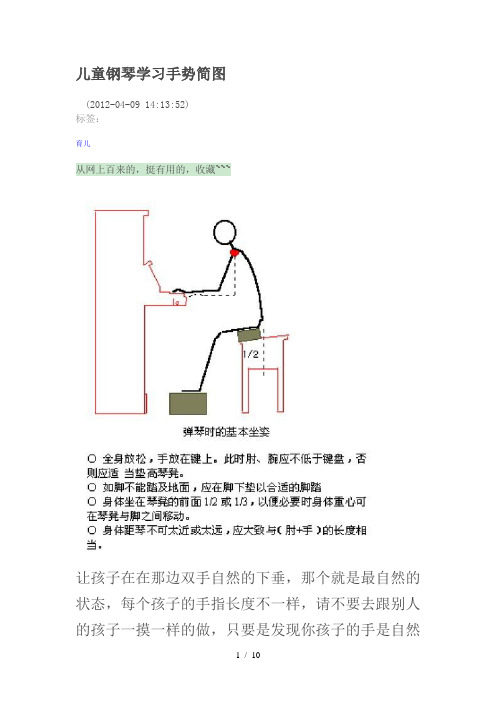 儿童钢琴学习手势简图