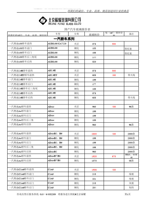 福耀汽车玻璃附进口玻璃价格