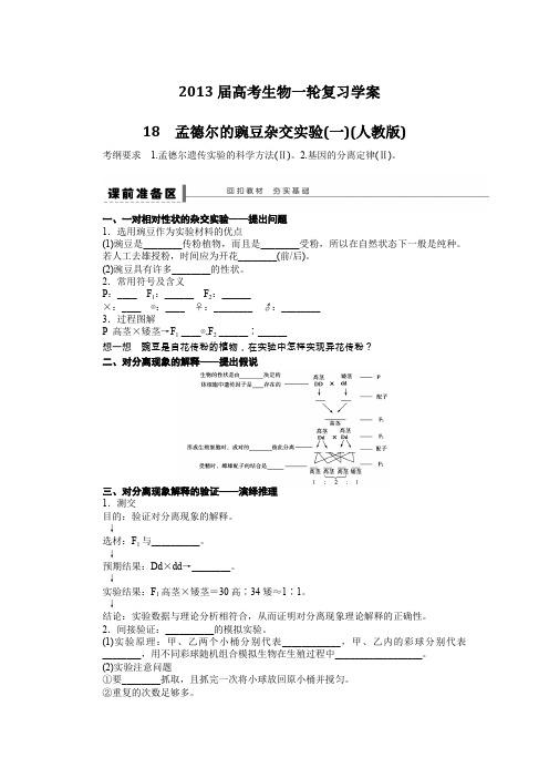 生物人教版高中必修2 遗传与进化人教课标版高中生物必修2第1章 遗传因子的发现— 第1节 孟德尔的豌豆杂交