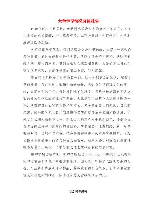 大学学习情况总结报告(3篇)