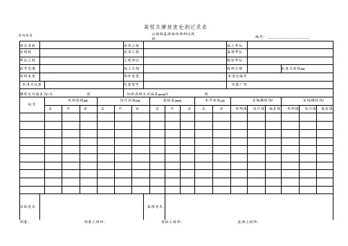 高程及横坡度检测记录表 (模板)