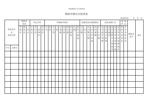 驾校教练车安全检查表