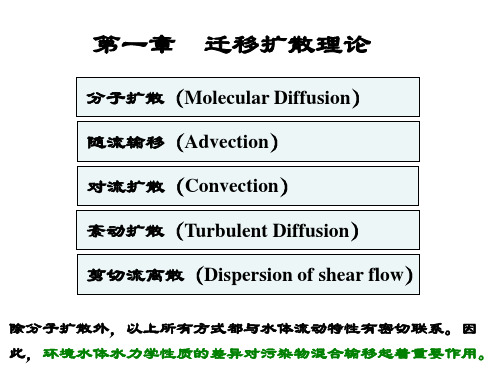 1、环境水力学-迁移扩散理论-分子扩散