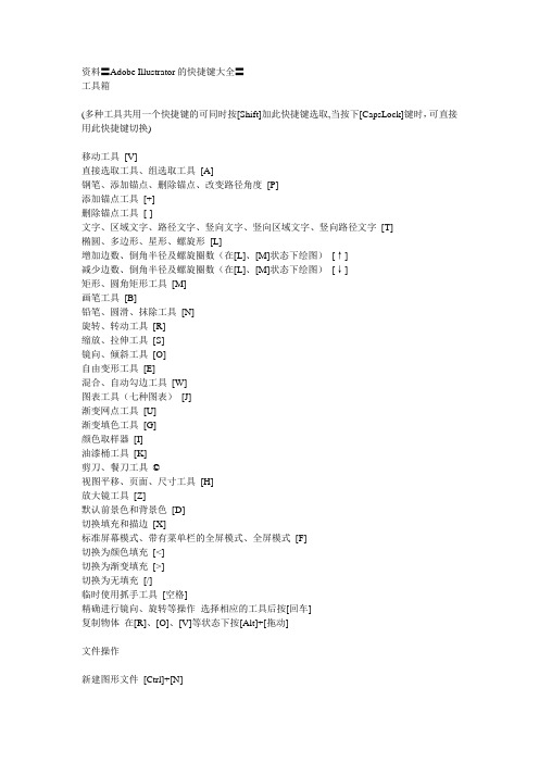 Adobe Illustrator的快捷键大全