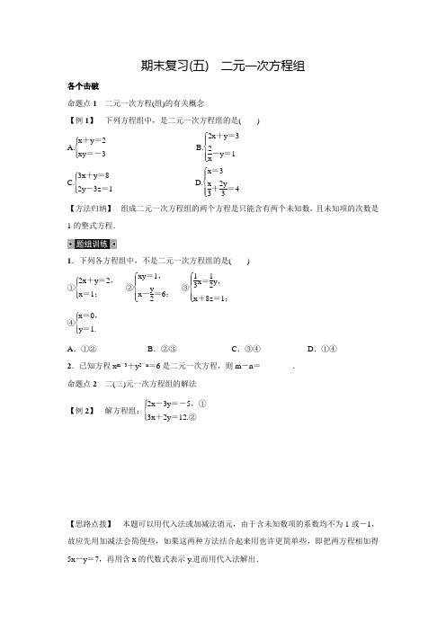 北师大版八年级数学上名校课堂期末复习题(五)(含答案)