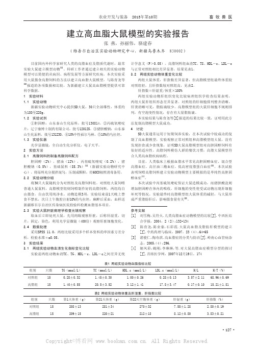 建立高血脂大鼠模型的实验报告