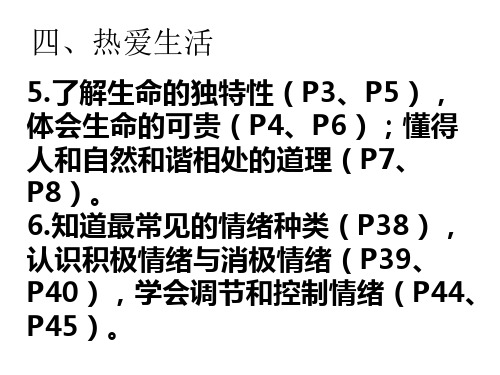 苏教版政治七年级下册考点