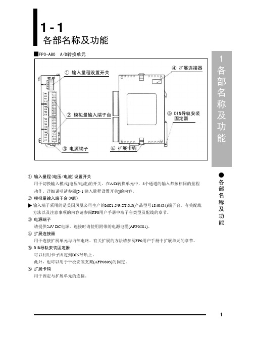 各部名称及功能■FPA8AD转换单元ppt课件