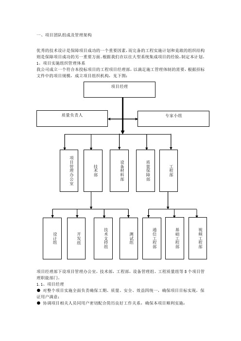 项目团队实施及人员配置