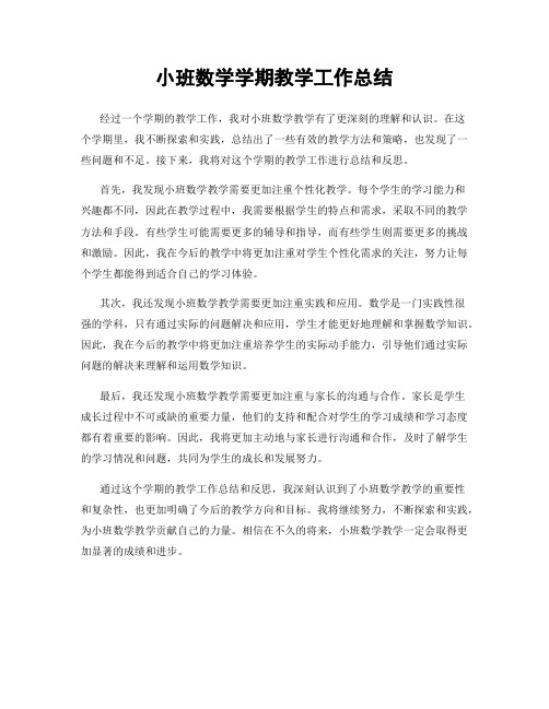 小班数学学期教学工作总结