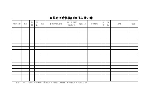 全市传染病登记本门诊日志