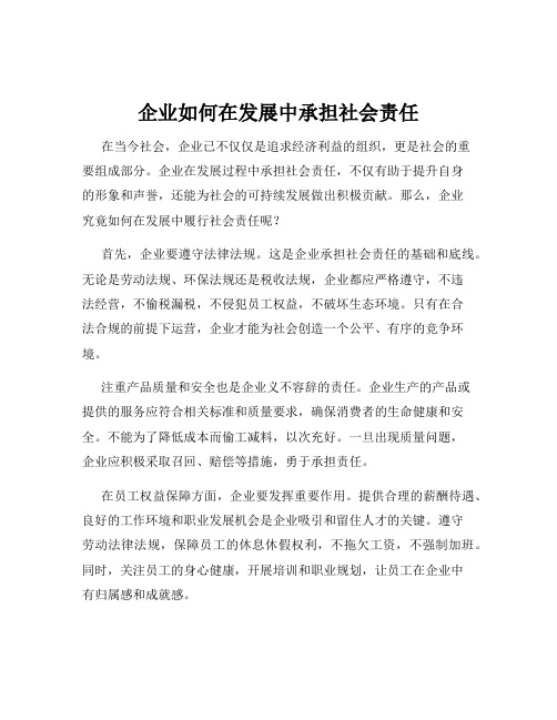 企业如何在发展中承担社会责任