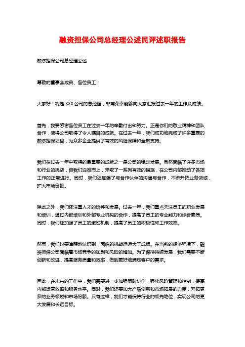 融资担保公司总经理公述民评述职报告