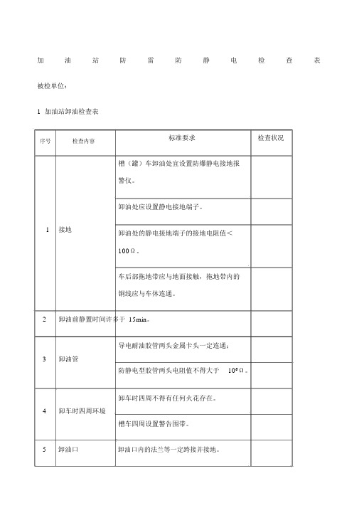 加油站防雷防静电检查表格