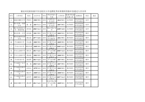 德宏州民族初级中学北校区公开选聘优秀在职教师资格审查通过人员名单