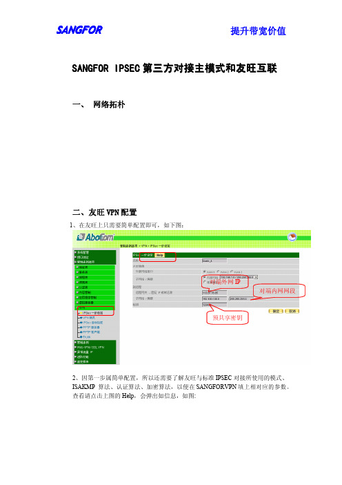 SANGFOR IPSEC第三方对接主模式和友旺互联配置文档