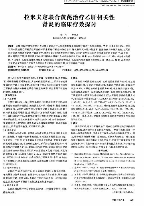 拉米夫定联合黄芪治疗乙肝相关性肾炎的临床疗效探讨