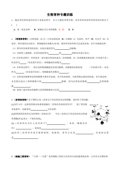 生物：育种专题训练(新人教版必修2).doc