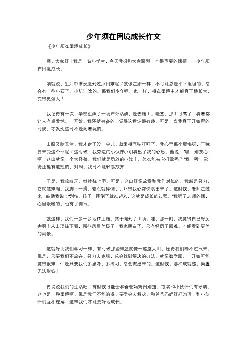 少年须在困境成长作文