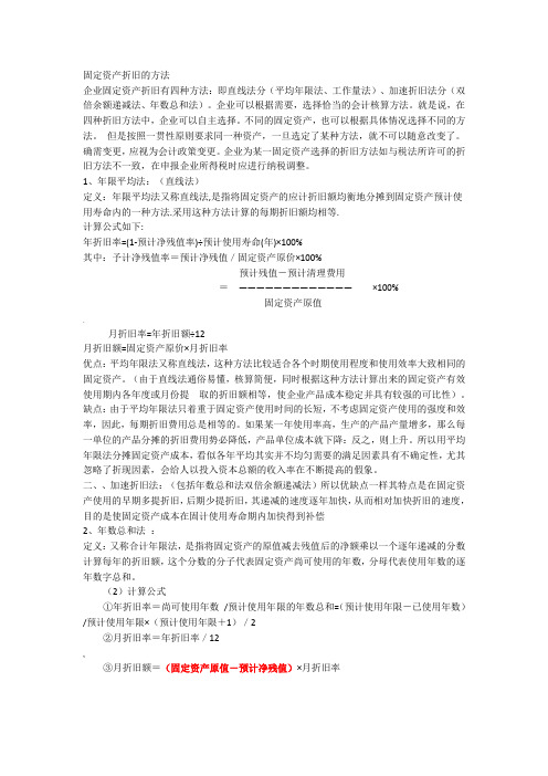 固定资产折旧方法大全及例题解释