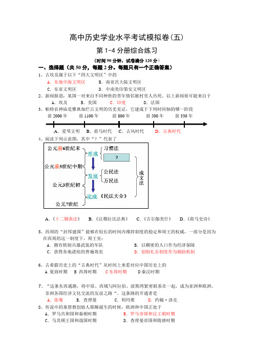 高中历史2015年学业水平考试模拟卷5