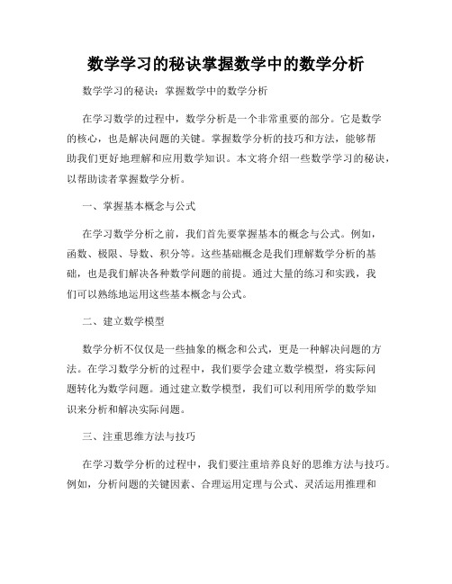 数学学习的秘诀掌握数学中的数学分析