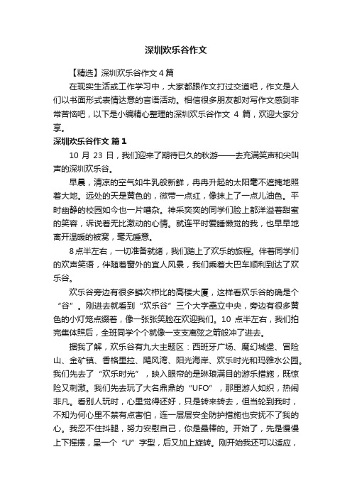 【精选】深圳欢乐谷作文4篇