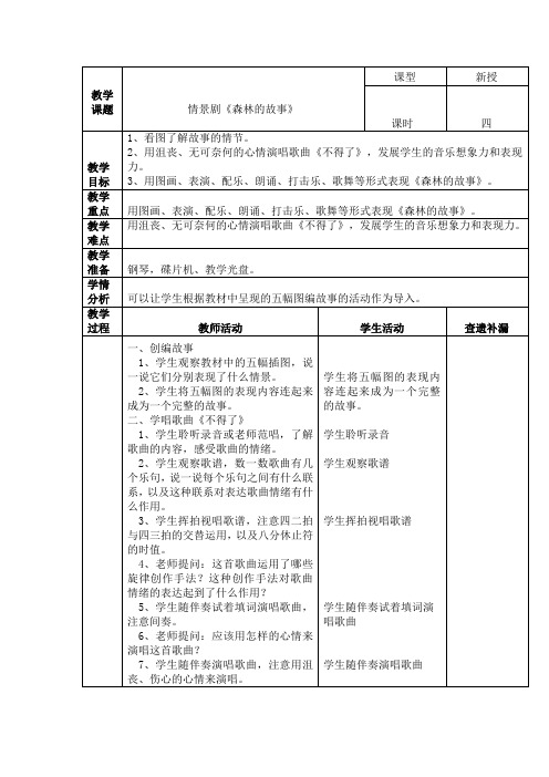 三年级下册音乐教案第一单元情景剧 森林的故事｜人教版  (2)