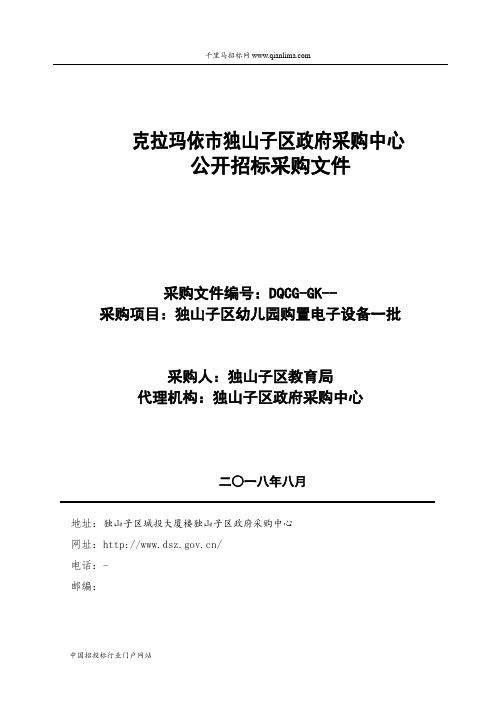 幼儿园购置电子设备一批招投标书范本